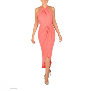 Knot-Neck Tulip-Hem Midi Dress